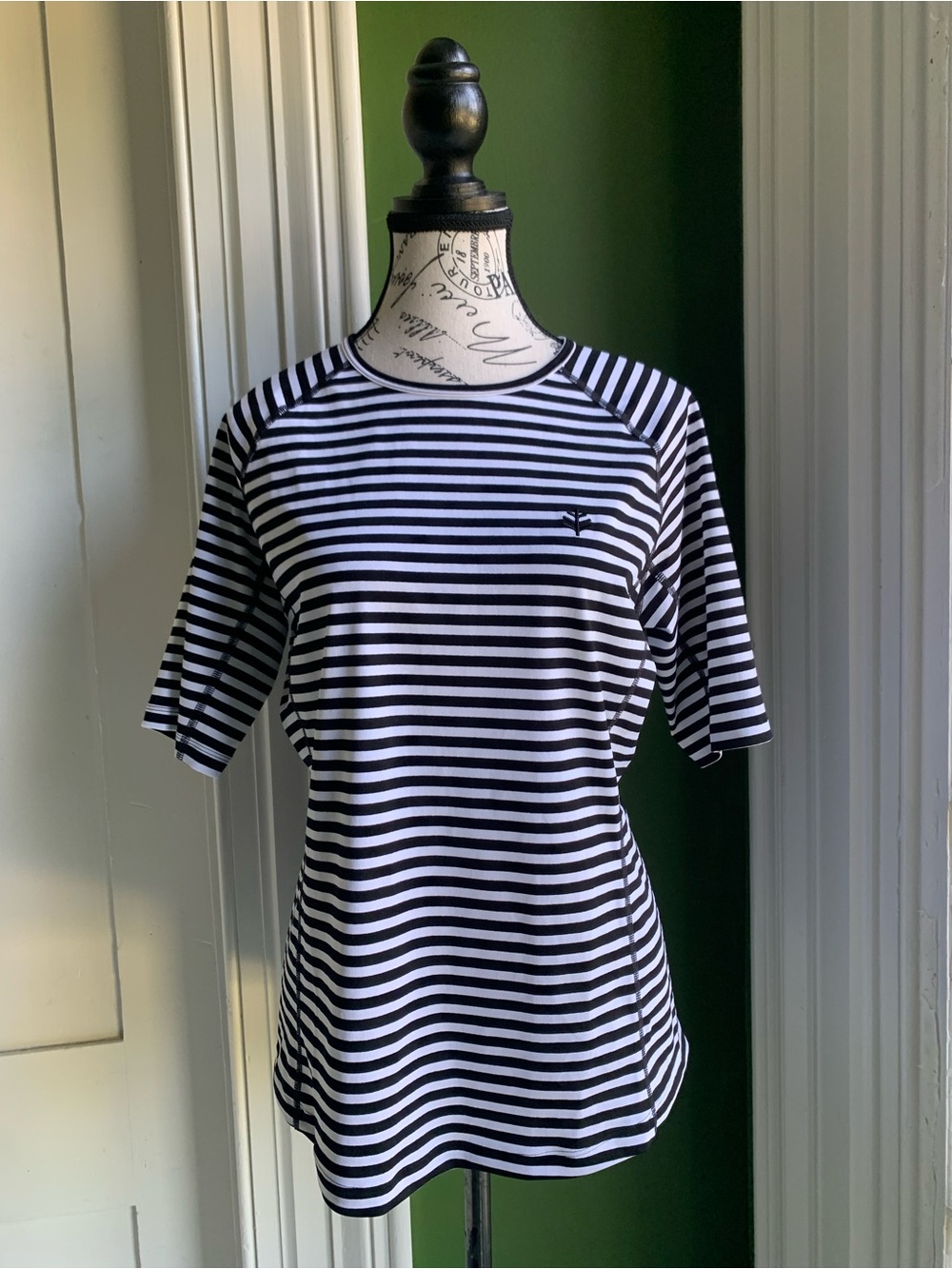 Coolibar High Tide Swim Shirt UPF 50+ Black & White Striped Women’s Size Medium